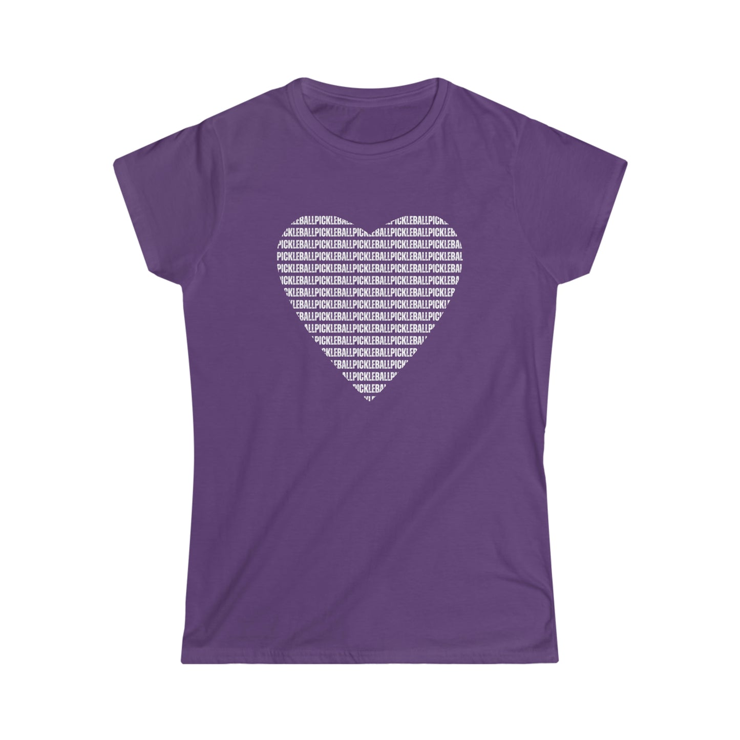 Pickleball Word Heart for the Love of Pickleball in a Women's Softstyle Tee